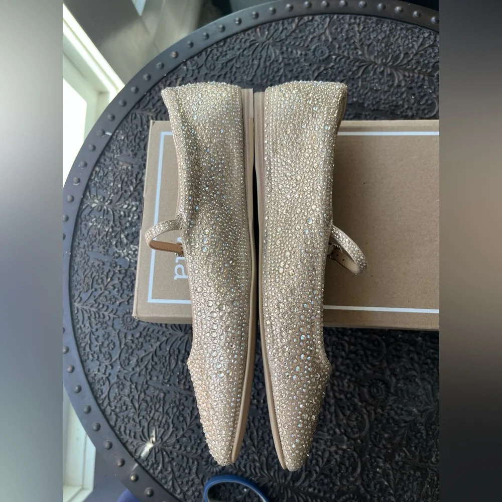 DOLCE VITA REYES CRYSTAL BALLET FLATS IN LIGHT GOLD 8.5 - Picture 11 of 12
